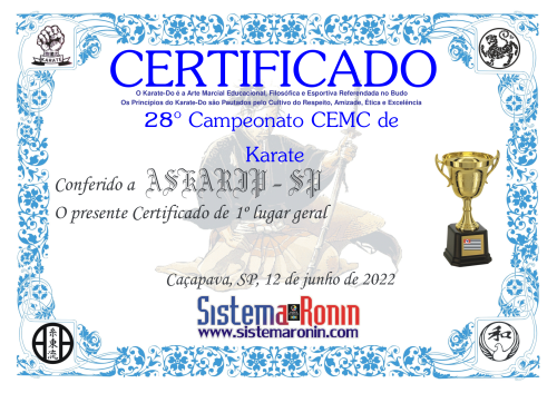 28º Campeonato CEMC de Karate - Certificado askarip